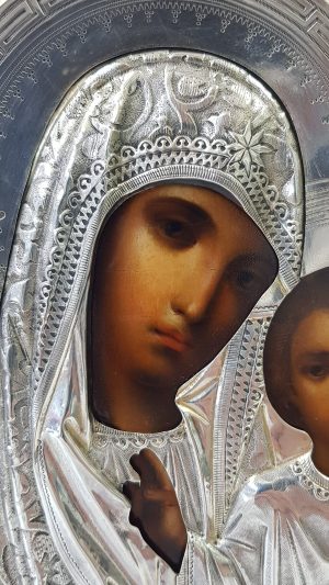 Много рядка руска царска икона в стил „Модерн“, сребро 84 проба , майстор - „СГ“