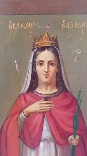 Рядка руска царска икона със Св. Варвара, сребро 84 проба , 1875 г.