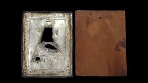Рядка руска царска икона със Св. Варвара, сребро 84 проба , 1875 г.